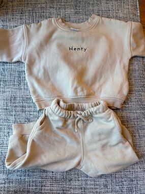 Zara monogrammed sweatshirt/sweatpants 18 month